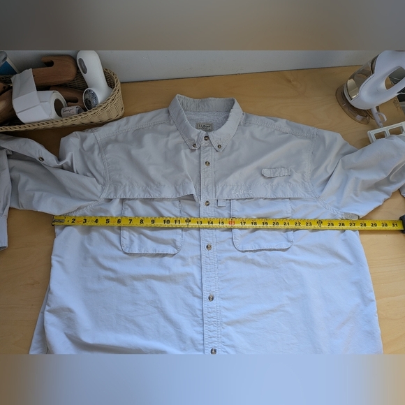 L.L BEAN Vintage Men Button Down Shirt Long Sleeve Size XXL TALL off White Cream - Picture 10 of 11